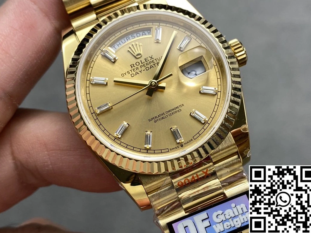 Gold Date 36mm v5 Steel Tungsten Yellow Day Factory M128238-0045 Gold Dial QF Rolex 0206